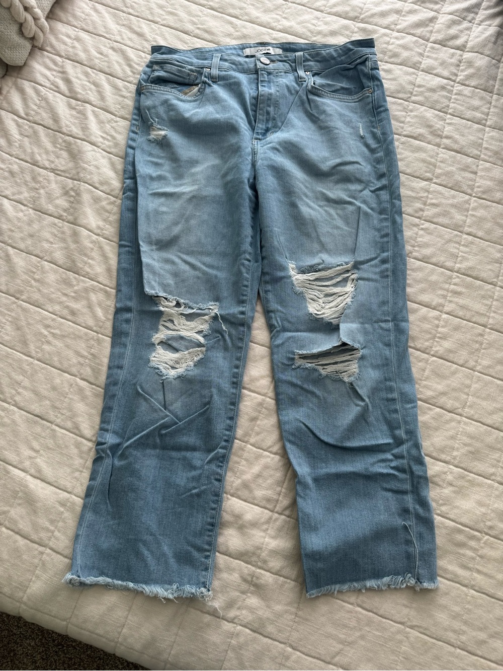Joe's Jeans Light Blue Distressed Straight Leg Jeans